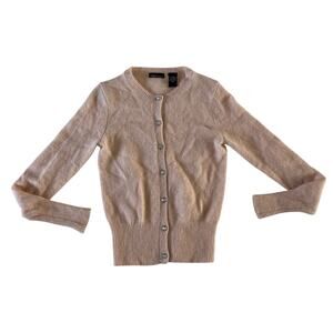 Vtg Y2K 2000s Angora Rabbit Pink Jewel Button Cardigan Sweater Wmns XS Fairycore